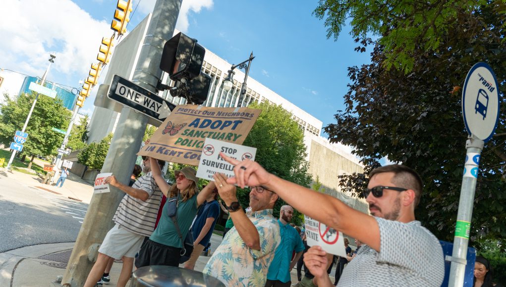 DeFlock Grand Rapids protest highlights local opposition to flock cameras and other issues ahead of commission meeting